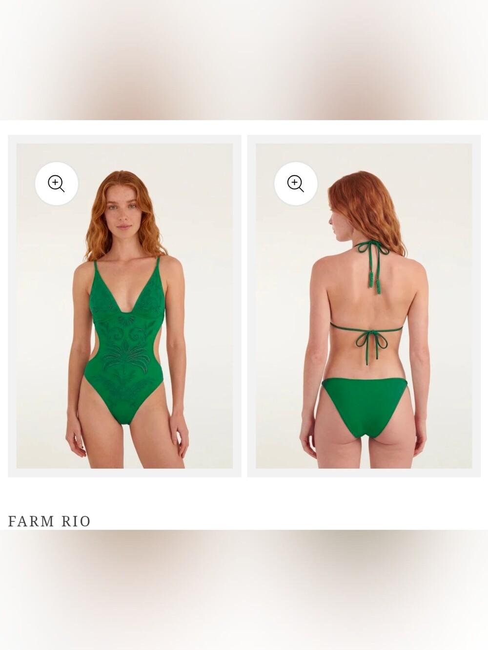 FARM Rio Cutout One-Piece Swimsuit S Martina Tapestry Plunge V-Neck